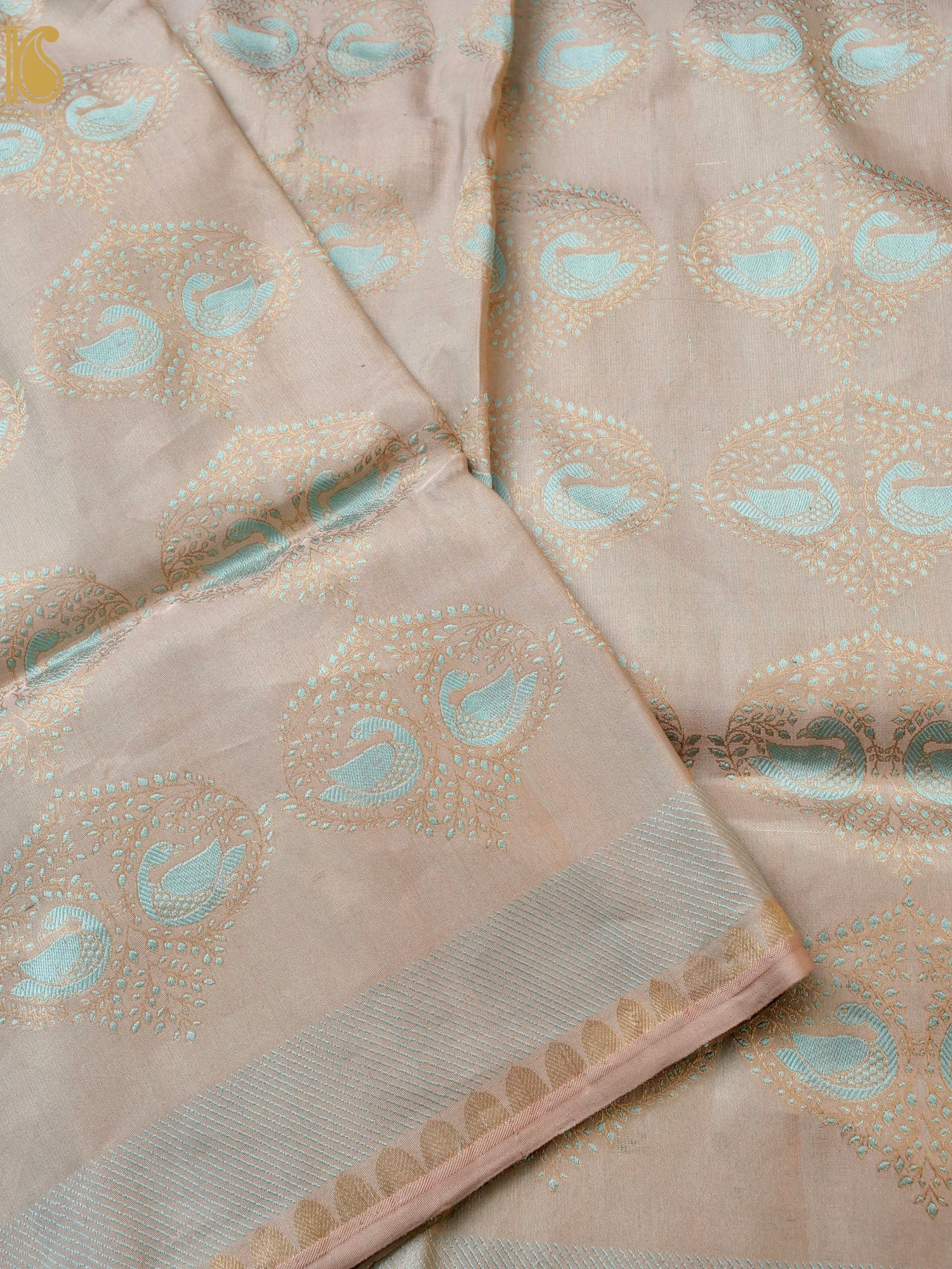 Handloom Banarasi Katan Silk Zari Vasket Duck Saree