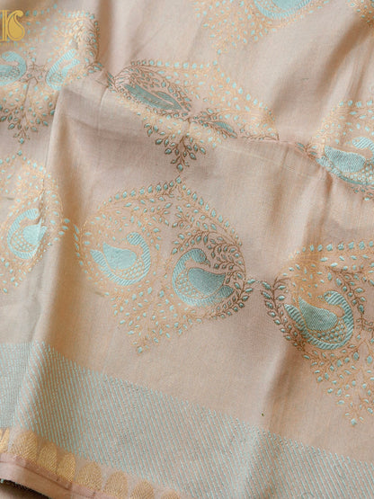 Handloom Banarasi Katan Silk Zari Vasket Duck Saree