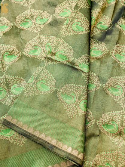 Handloom Banarasi Katan Silk Zari Vasket Duck Saree