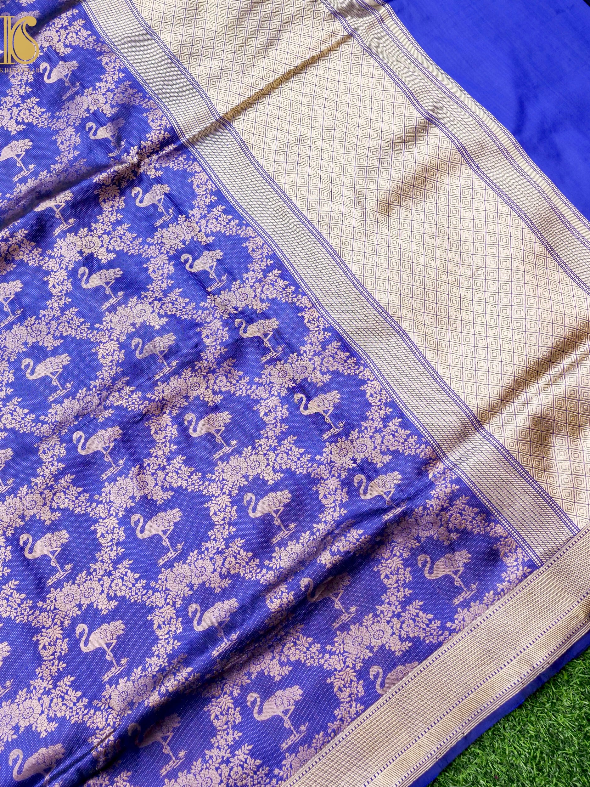 Handloom Banarasi Silk Zari Kadwa Flamingo Saree