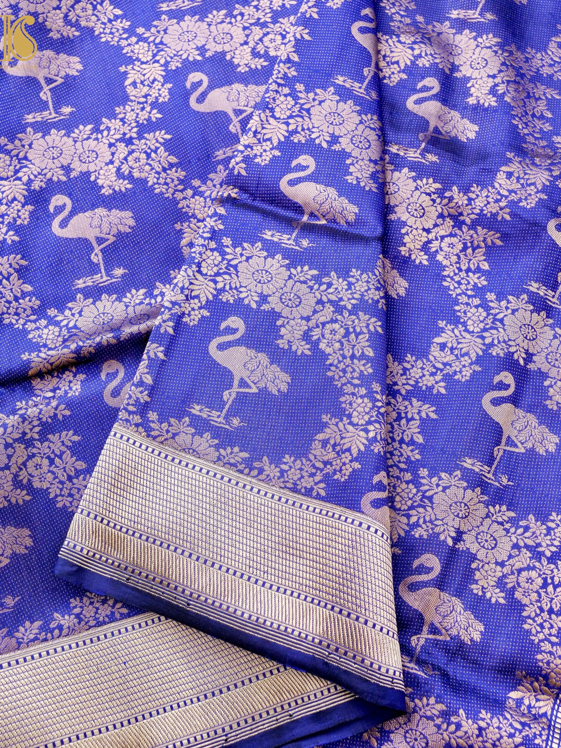 Handloom Banarasi Silk Zari Kadwa Flamingo Saree