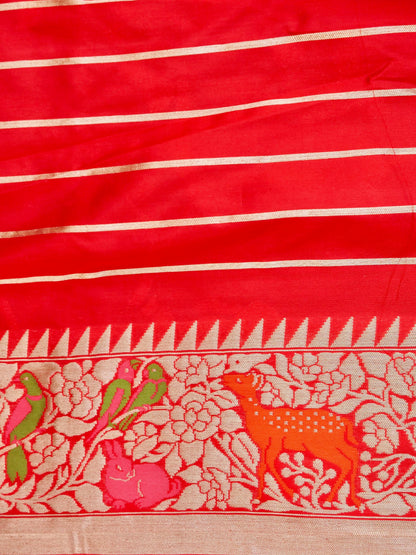 Handwoven Banarasi Katan Silk Kadwa Shikargah Saree