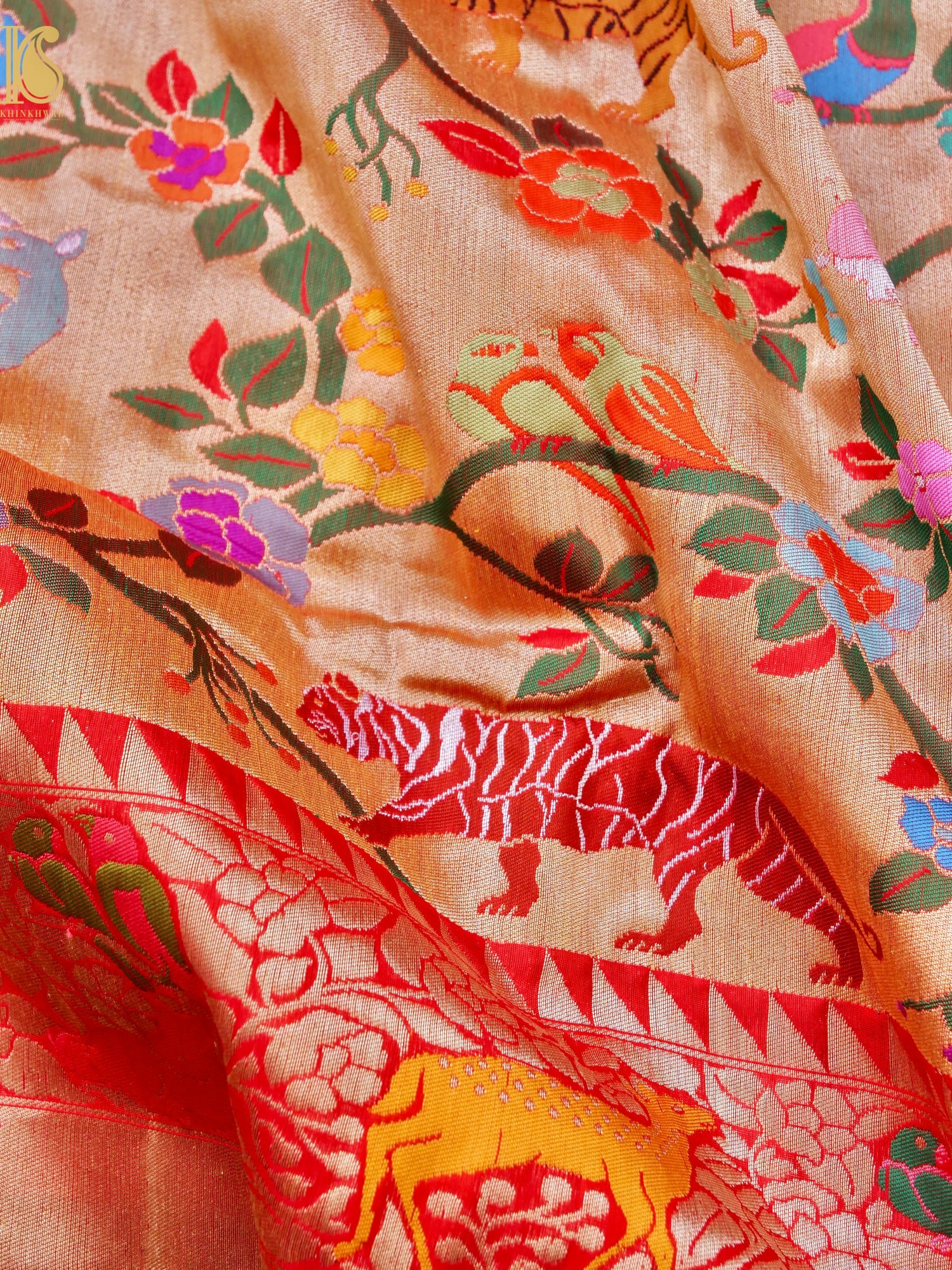 Handwoven Banarasi Katan Silk Kadwa Shikargah Saree