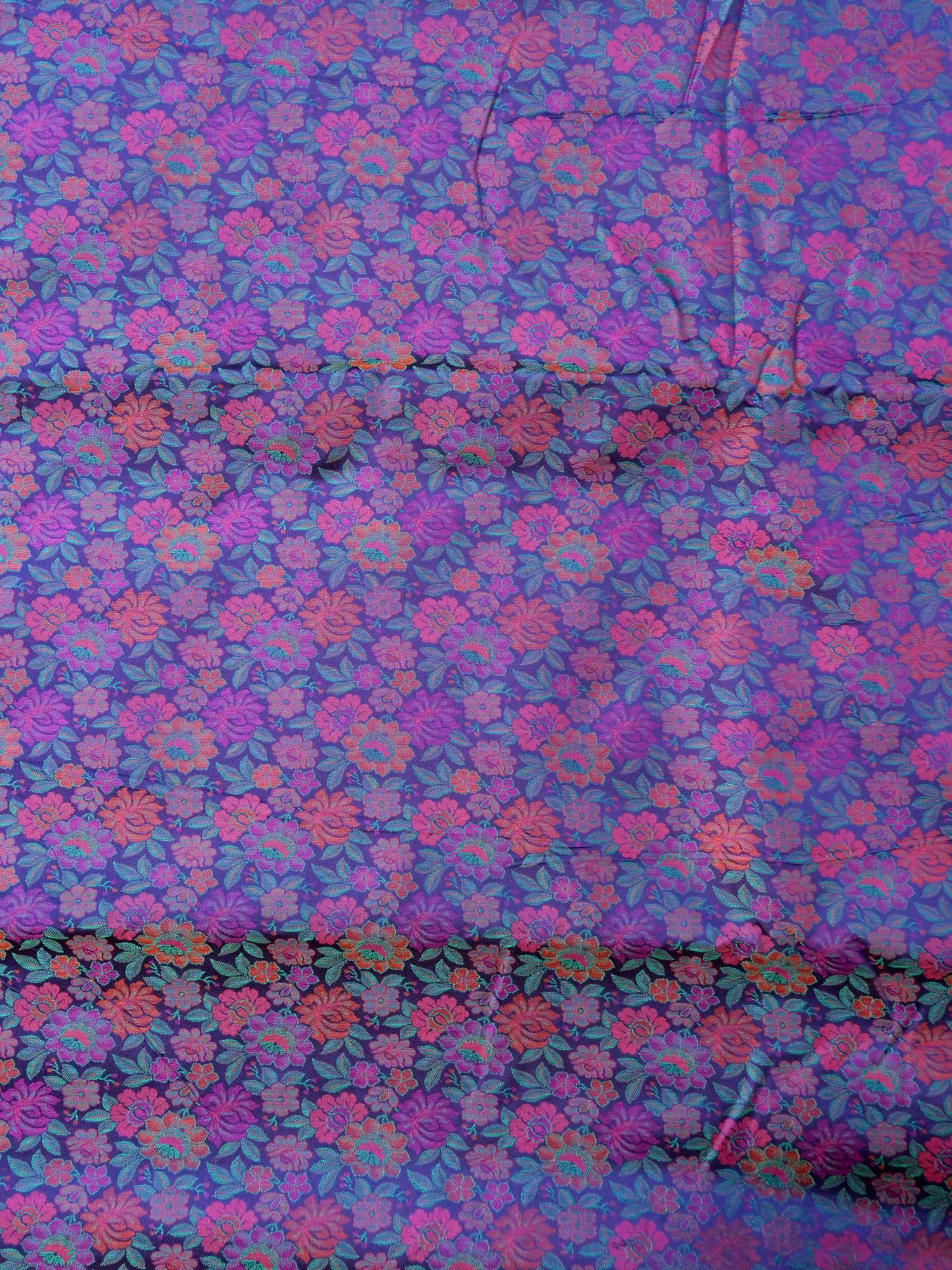 Handloom Banarasi Tanchoi Silk Peonies Fabric