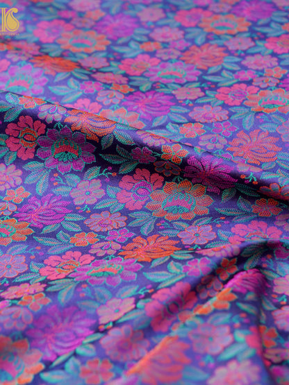 Handloom Banarasi Tanchoi Silk Peonies Fabric