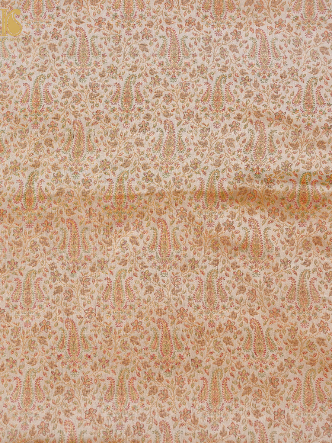 Handloom Banarasi Tanchoi Silk Nawabi Ambi Fabric