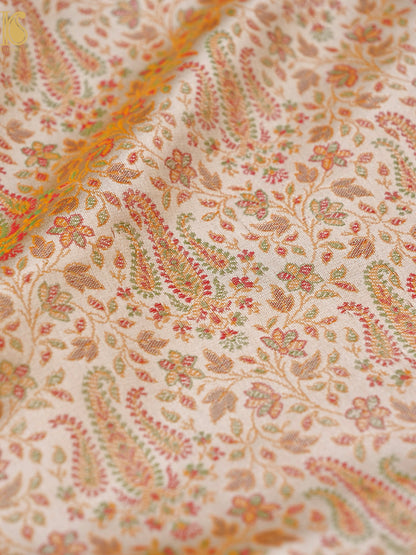 Handloom Banarasi Tanchoi Silk Nawabi Ambi Fabric