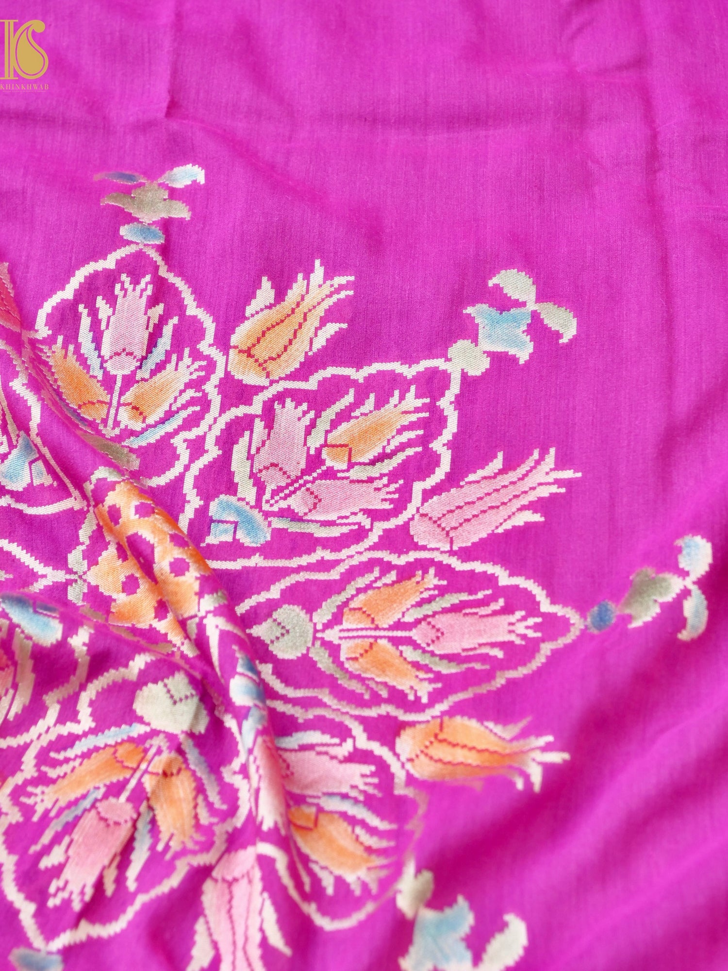 Handwoven Banarasi Moonga Silk Turkish Dupatta with Hand Brush