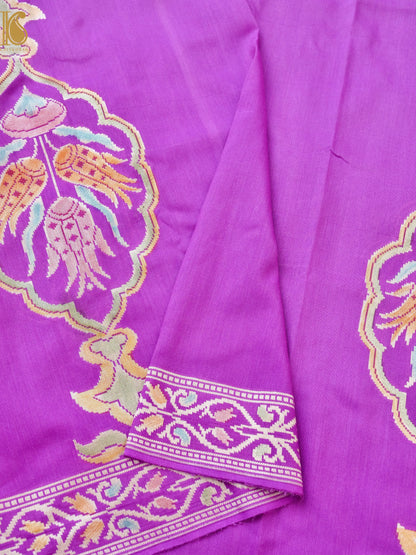 Handwoven Banarasi Moonga Silk Turkish Dupatta with Hand Brush