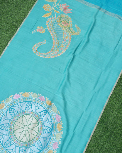 Handwoven Banarasi Moonga Silk Dupatta with Hanbrush