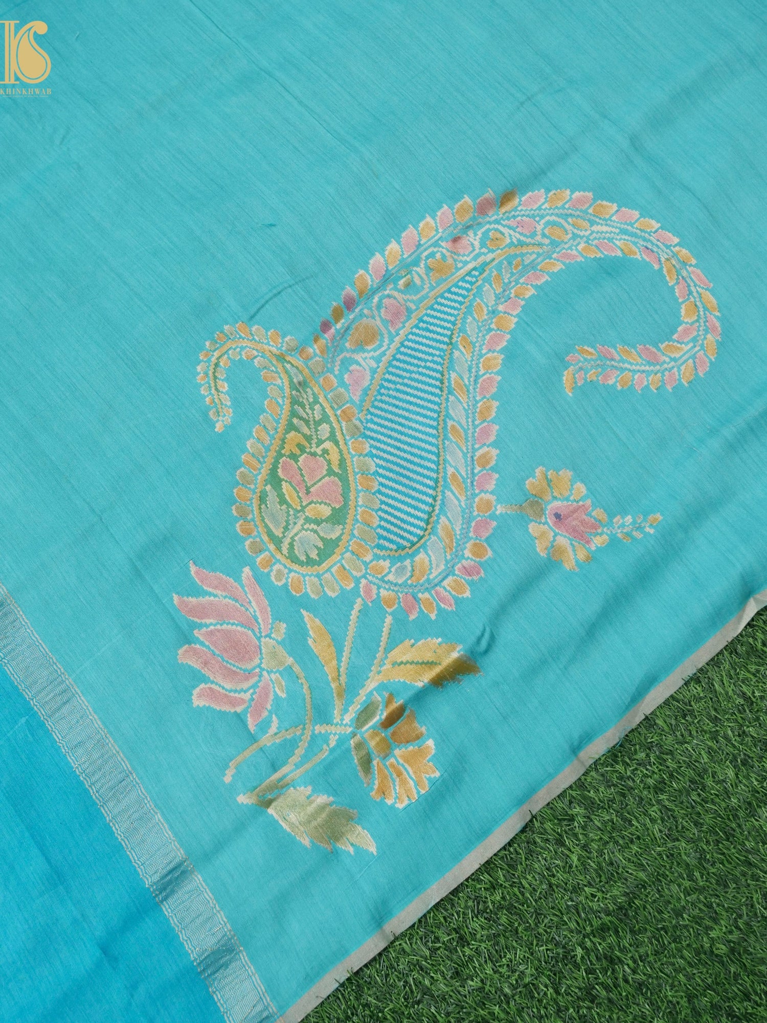 Handwoven Banarasi Moonga Silk Dupatta with Hanbrush