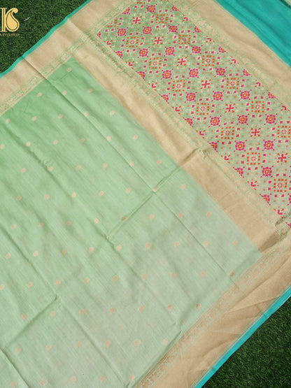 Handwoven Banarasi Moonga Silk Dupatta with Meenakari