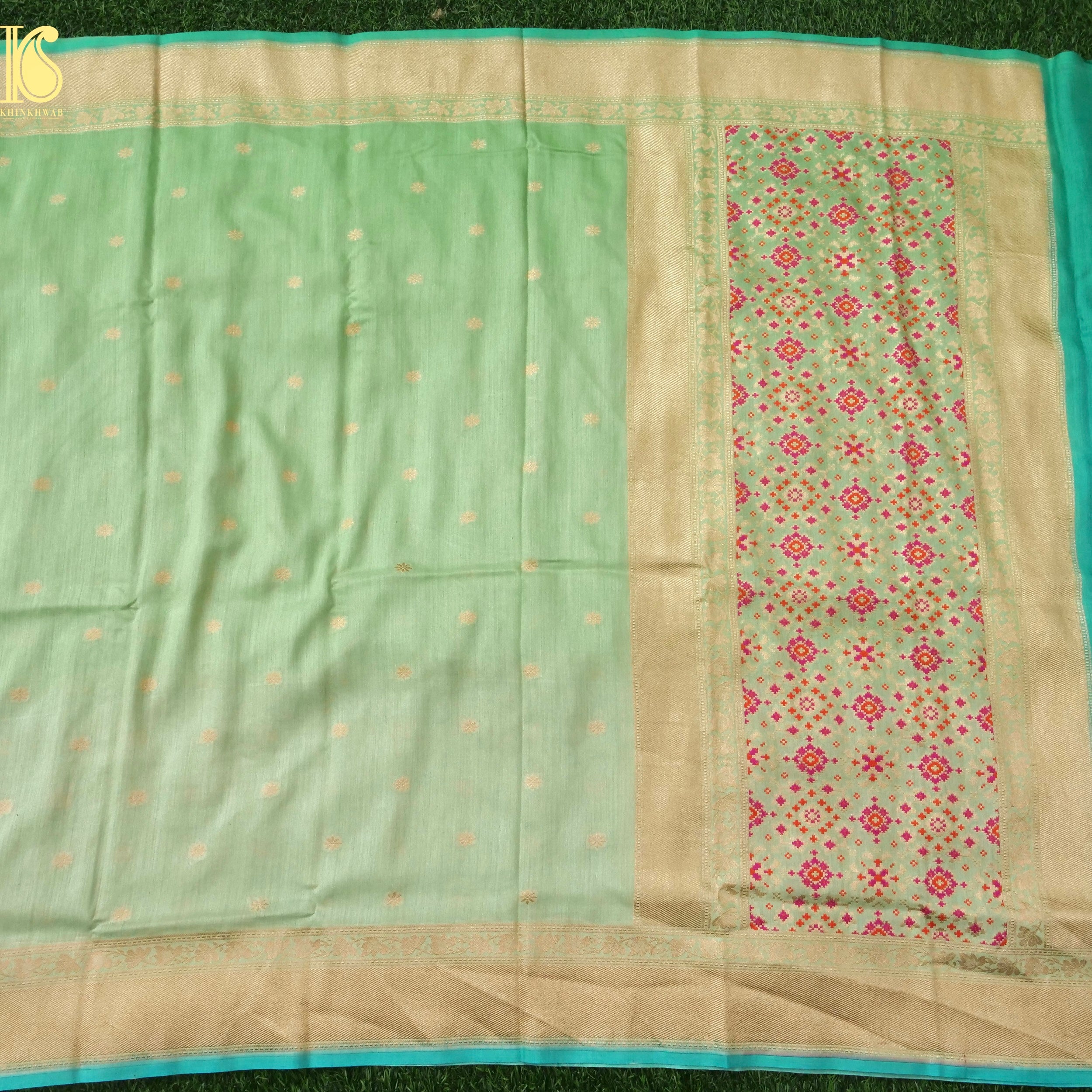 Handwoven Banarasi Moonga Silk Dupatta with Meenakari