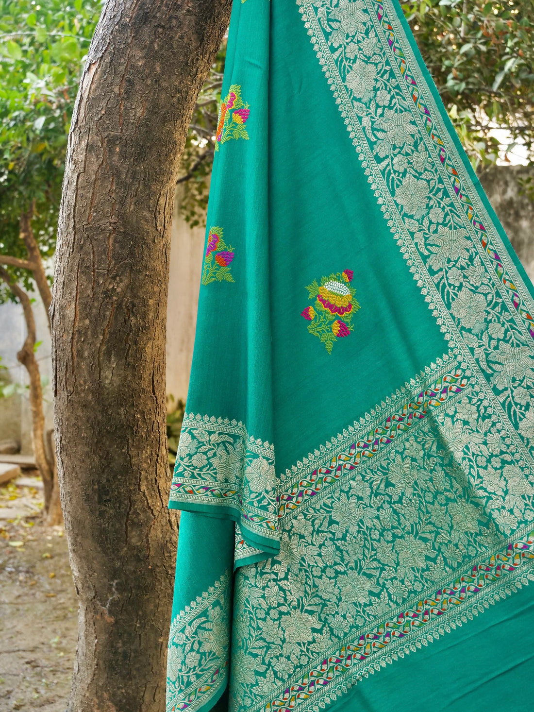 Banarasi Handloom Moonga Silk Dupatta with Kadwa Boota