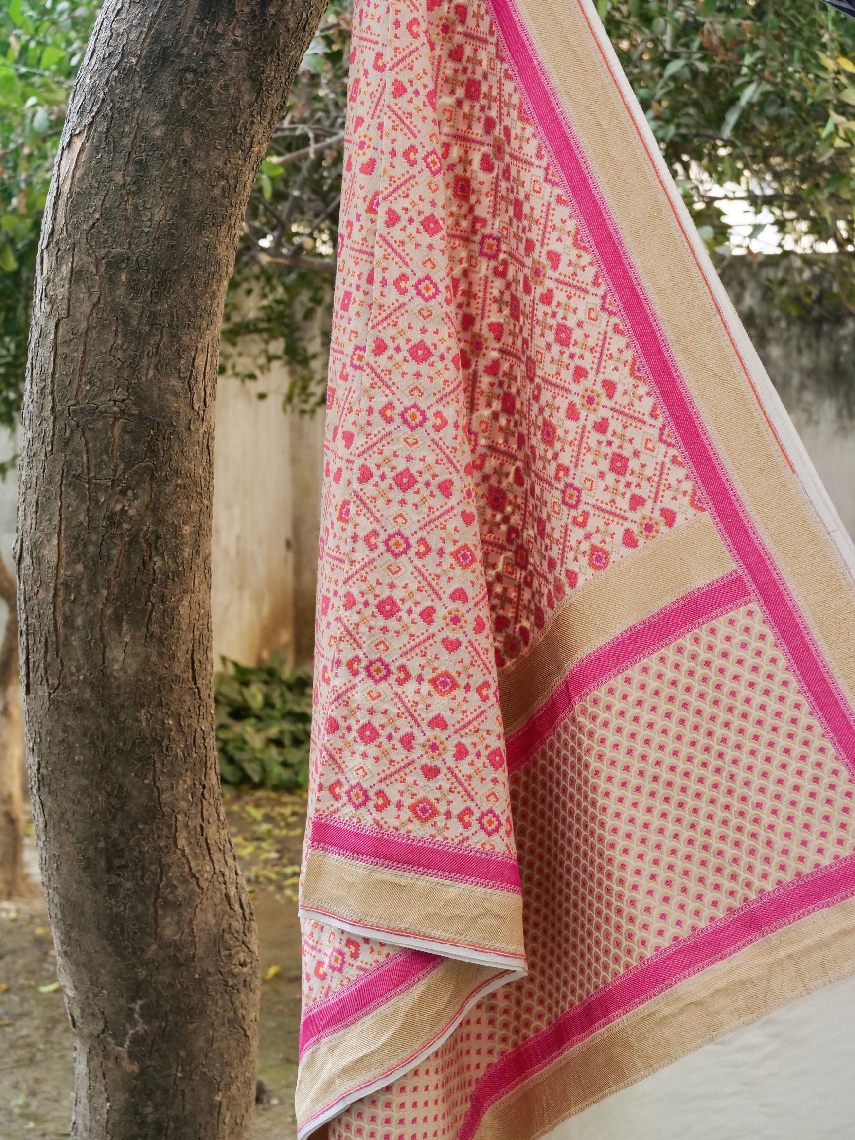 Banarasi Moonga Silk Dupatta with Patola