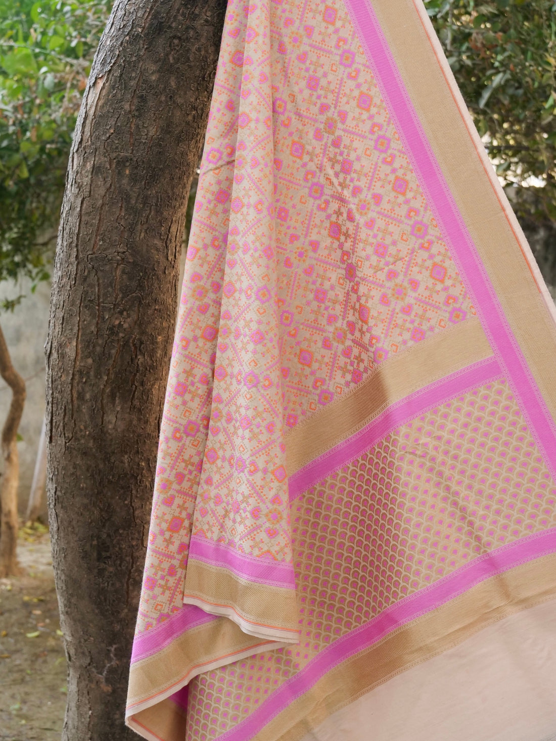 Banarasi Moonga Silk Dupatta with Patola