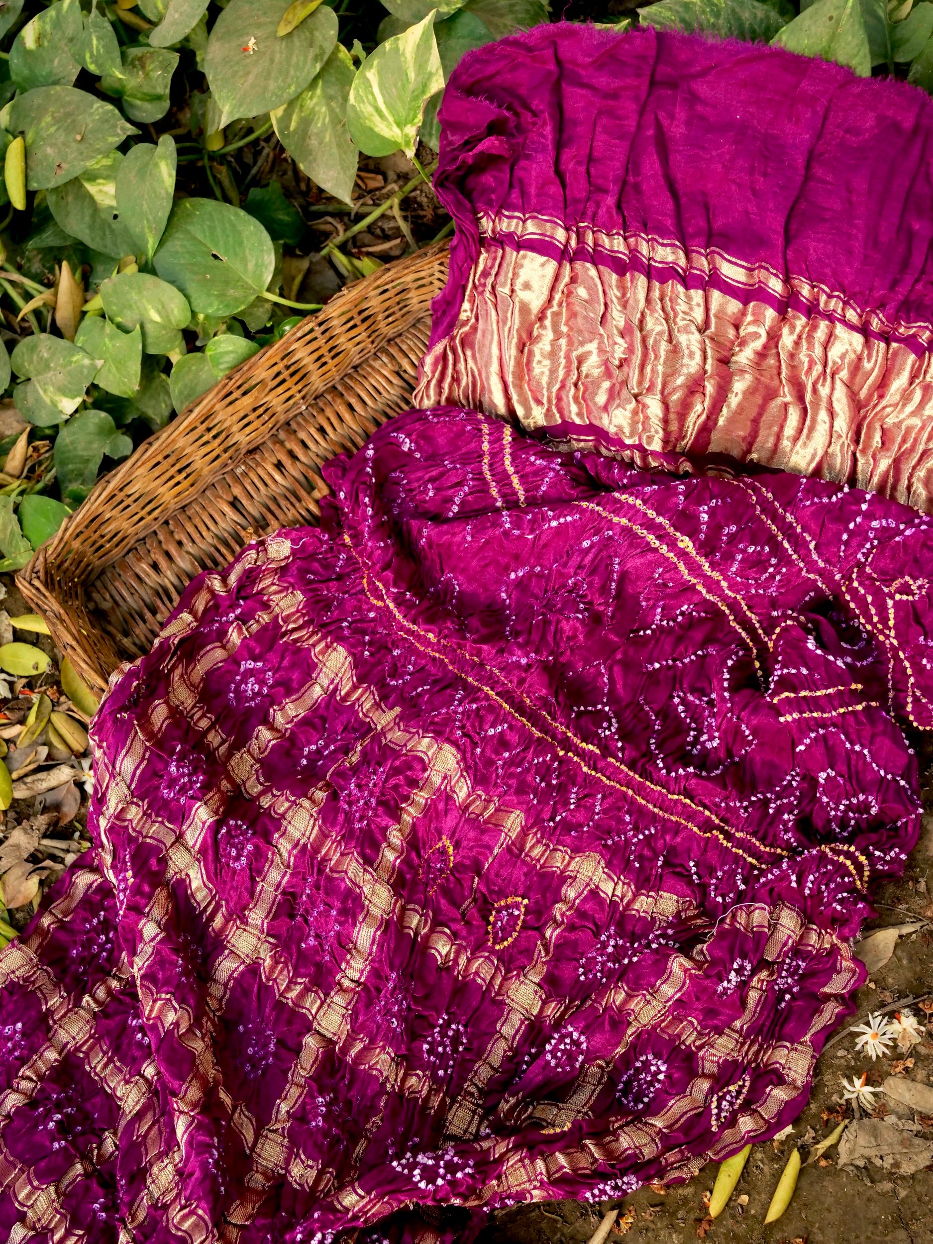 Handwoven Gajji Silk Gharchola Bandhani Saree