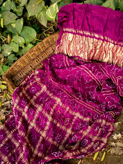 Handwoven Gajji Silk Gharchola Bandhani Saree