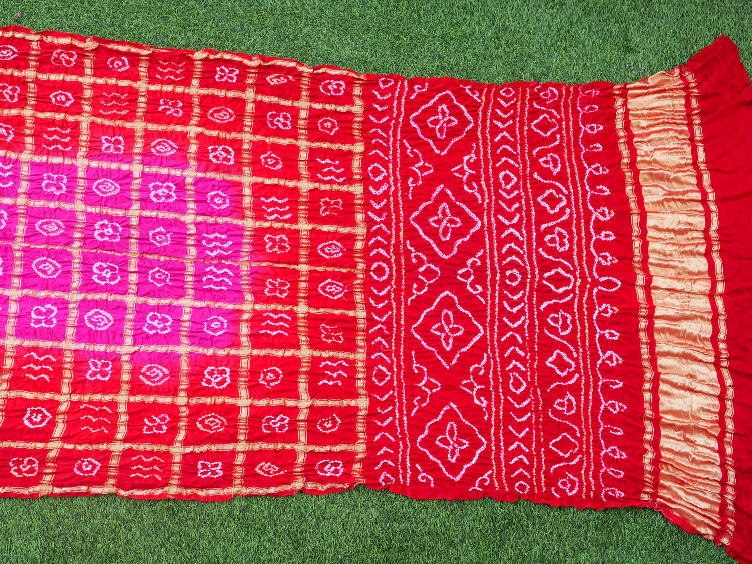 Handwoven Gajji Silk Gharchola Bandhani Saree