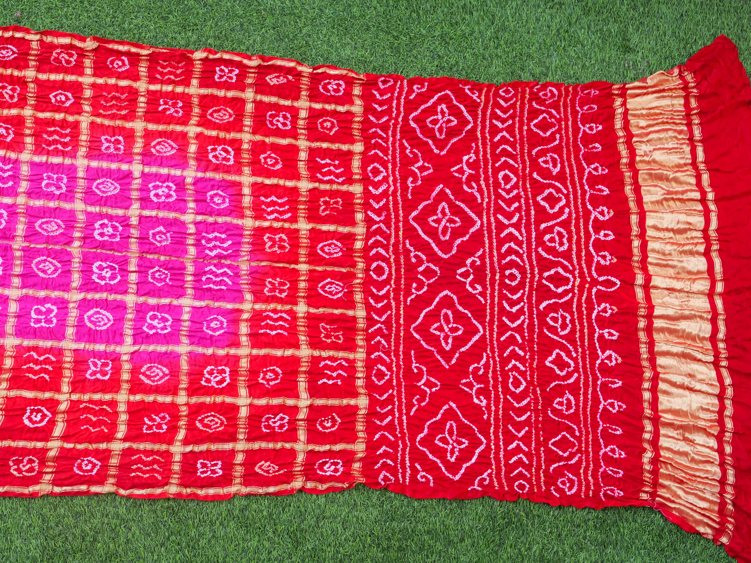 Handwoven Gajji Silk Gharchola Bandhani Saree