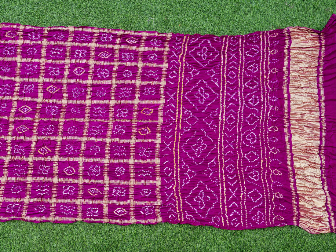 Handwoven Gajji Silk Gharchola Bandhani Saree
