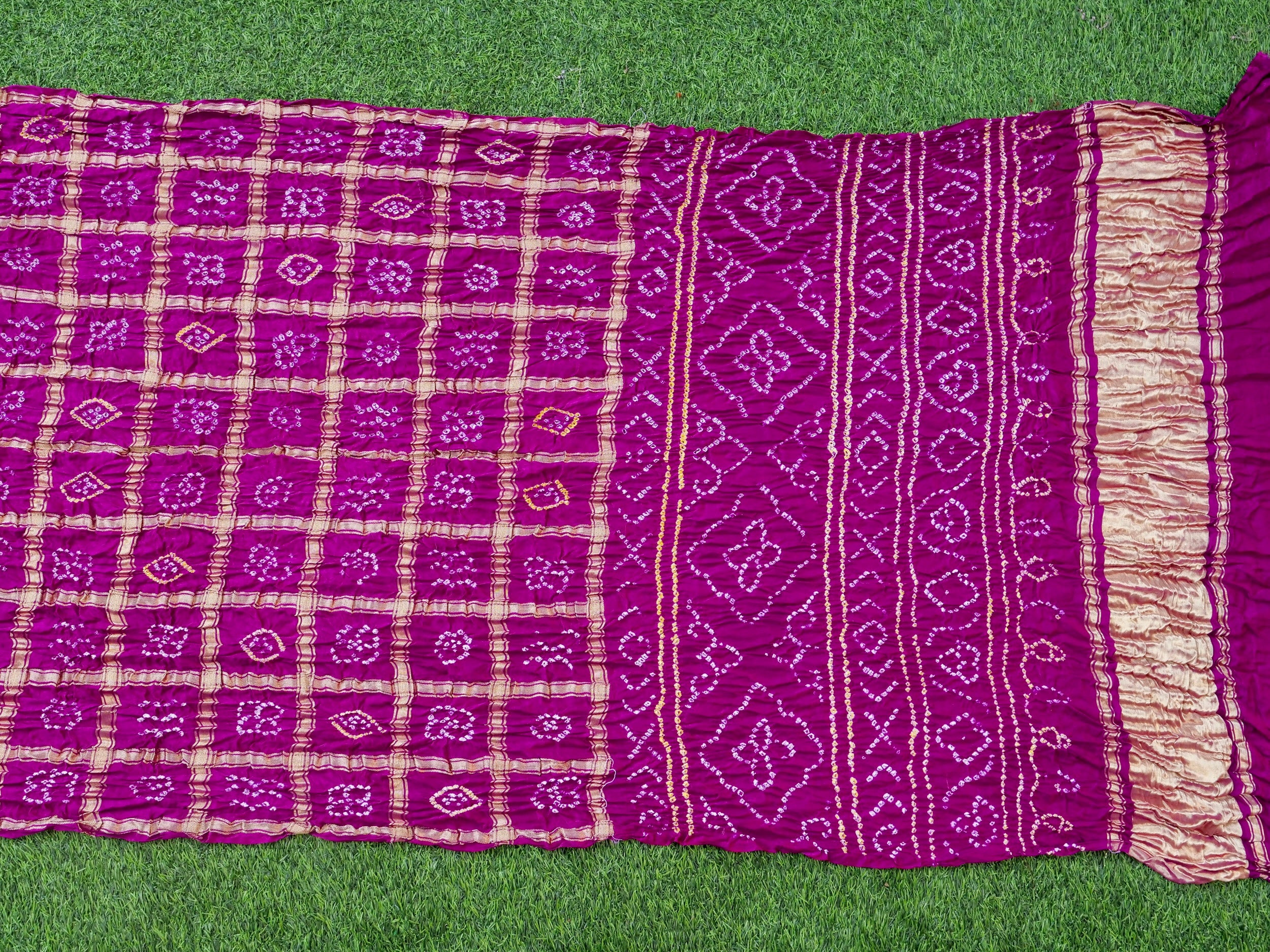 Handwoven Gajji Silk Gharchola Bandhani Saree