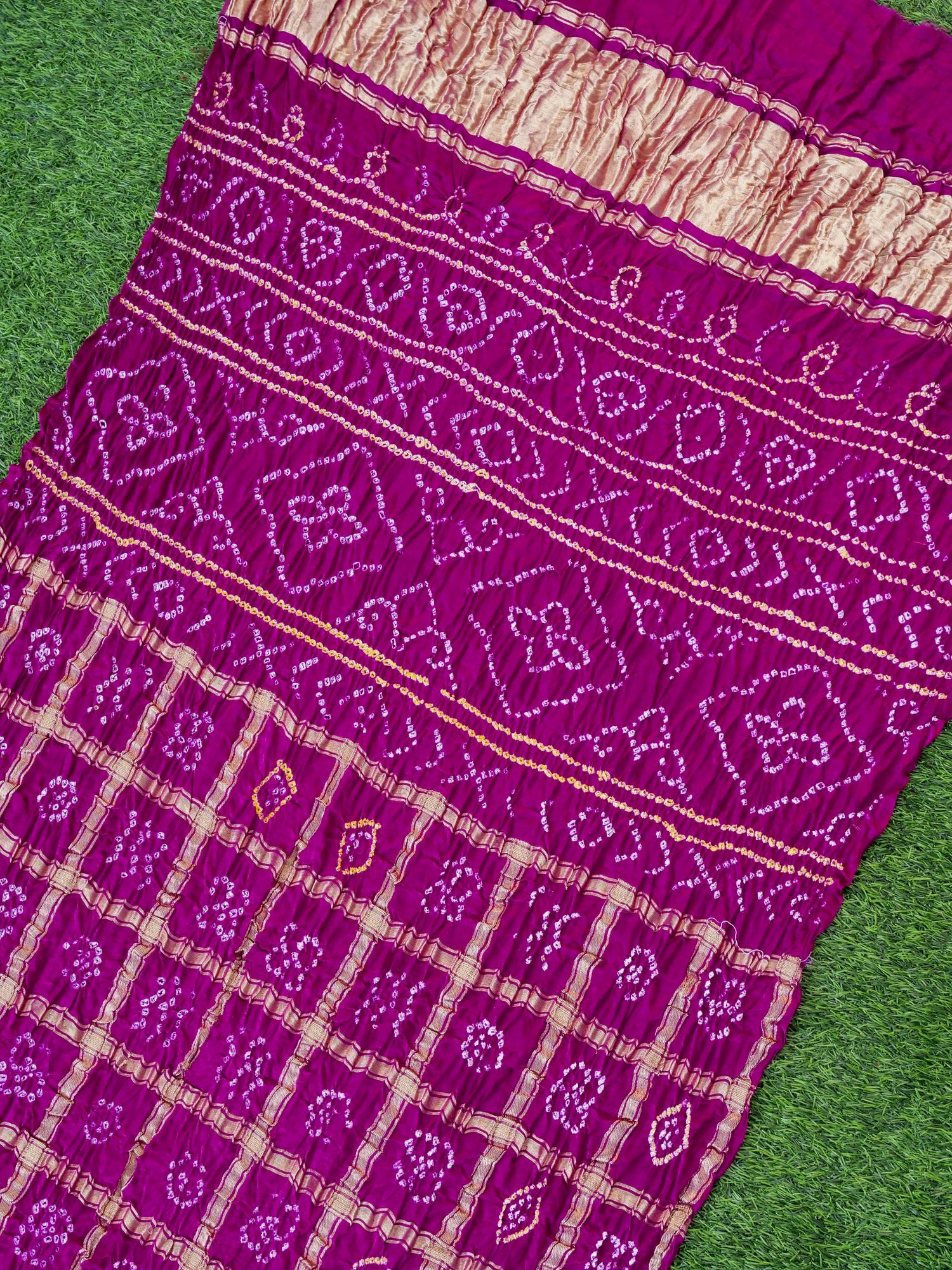 Handwoven Gajji Silk Gharchola Bandhani Saree