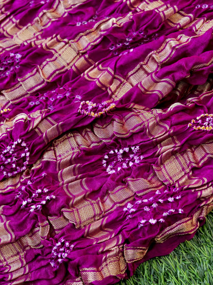 Handwoven Gajji Silk Gharchola Bandhani Saree