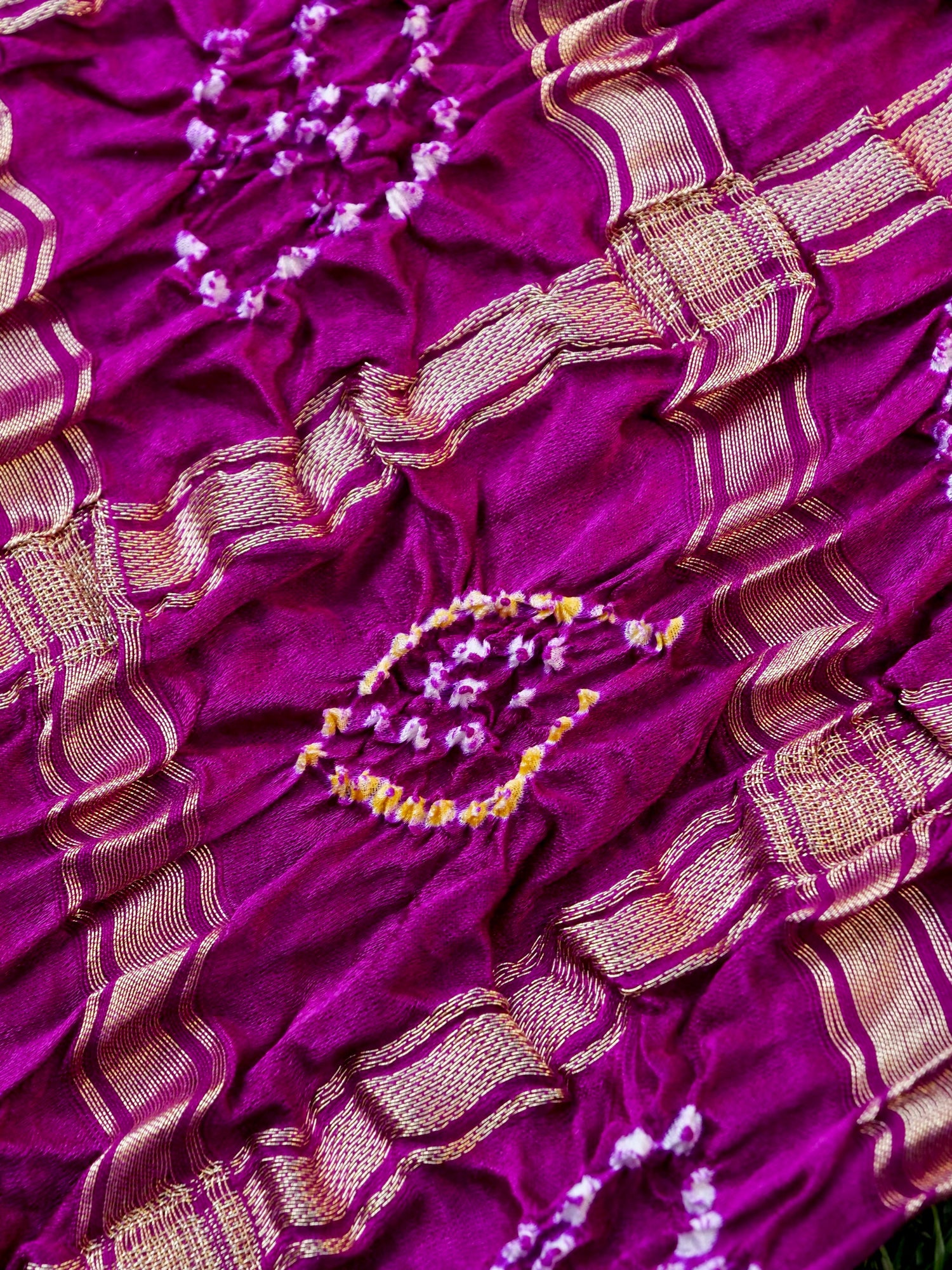 Handwoven Gajji Silk Gharchola Bandhani Saree