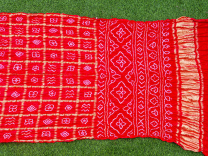 Handwoven Gajji Silk Gharchola Bandhani Saree