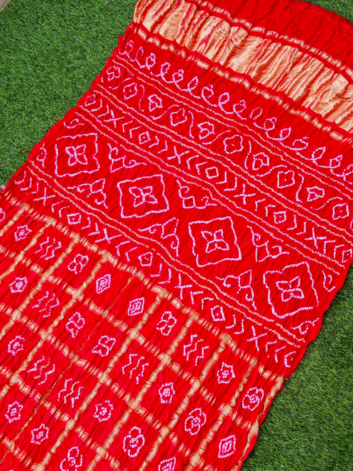 Handwoven Gajji Silk Gharchola Bandhani Saree