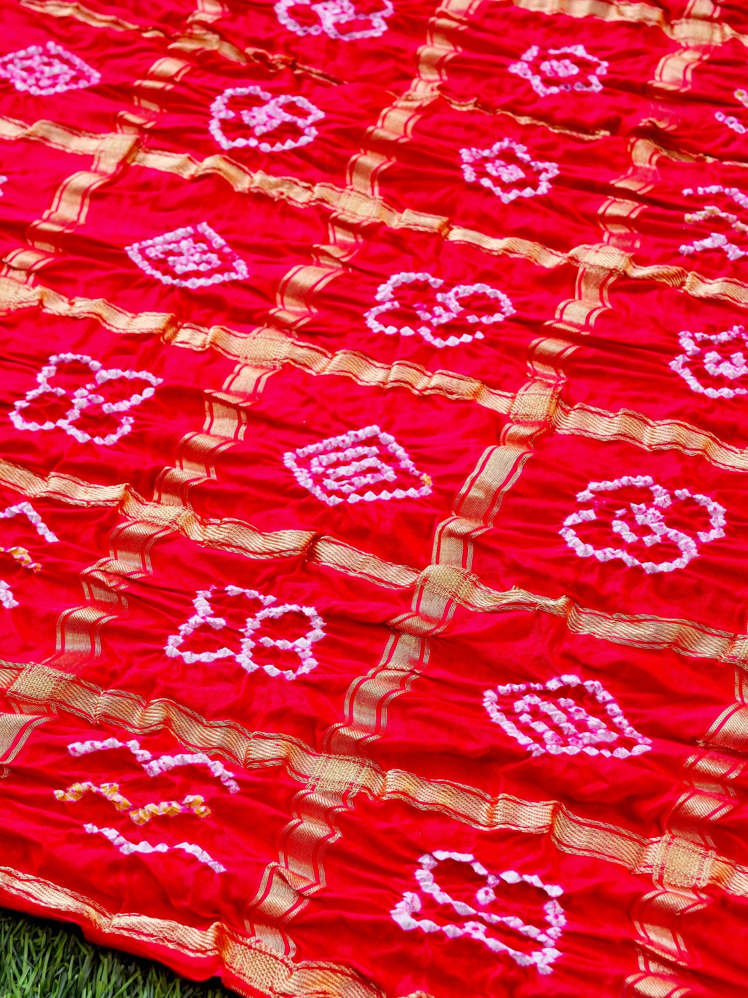 Handwoven Gajji Silk Gharchola Bandhani Saree