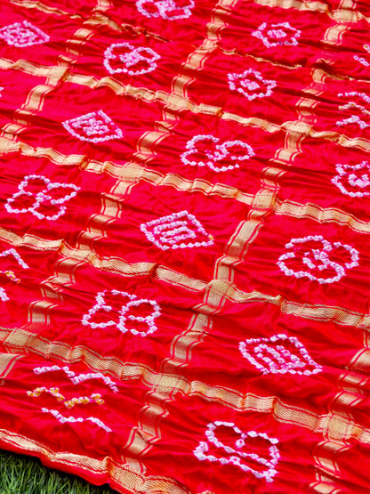 Handwoven Gajji Silk Gharchola Bandhani Saree