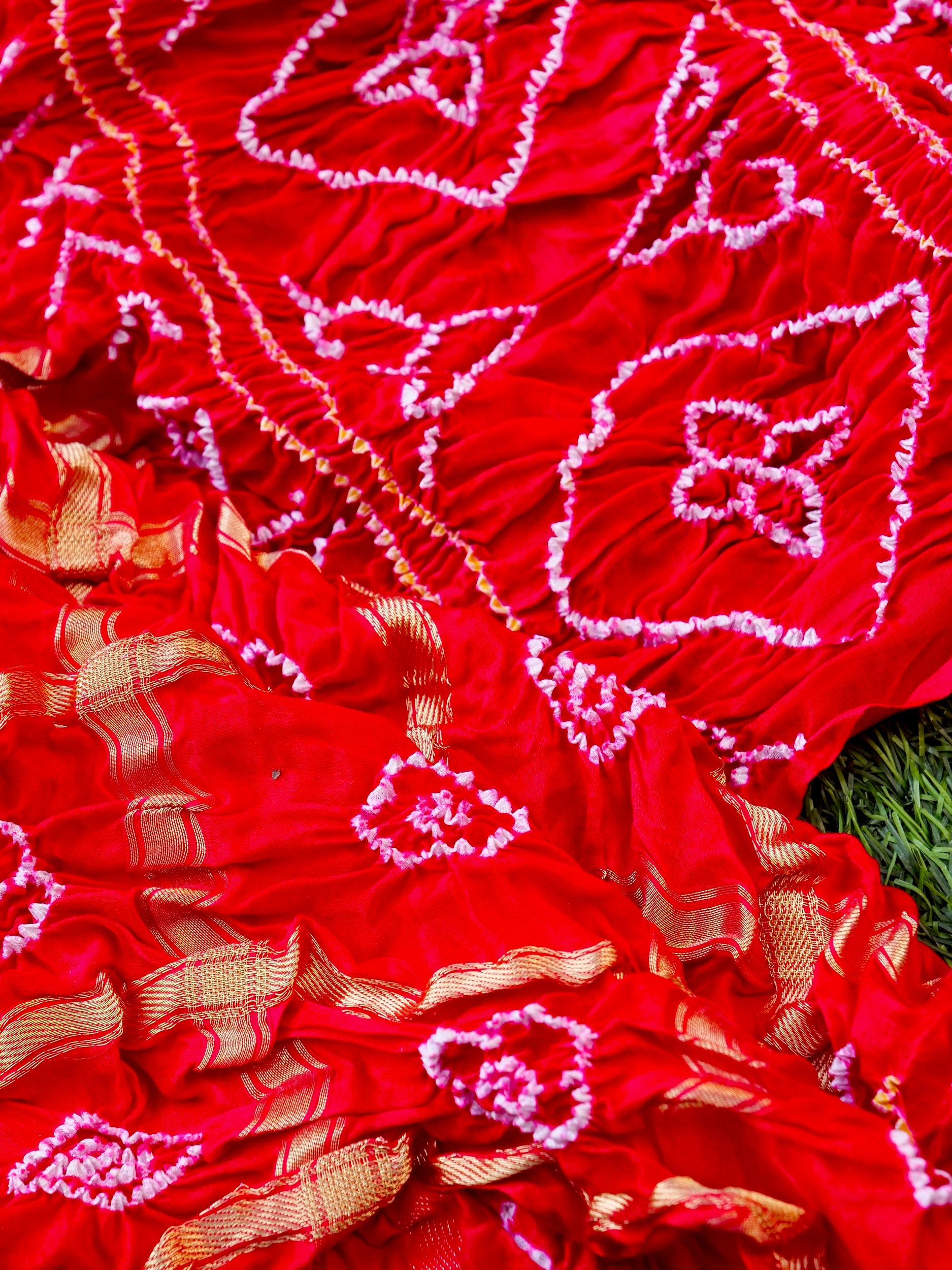 Handwoven Gajji Silk Gharchola Bandhani Saree