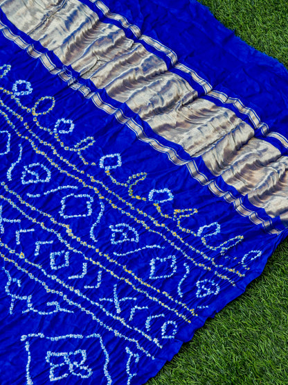 Handwoven Gajji Silk Gharchola Bandhani Saree