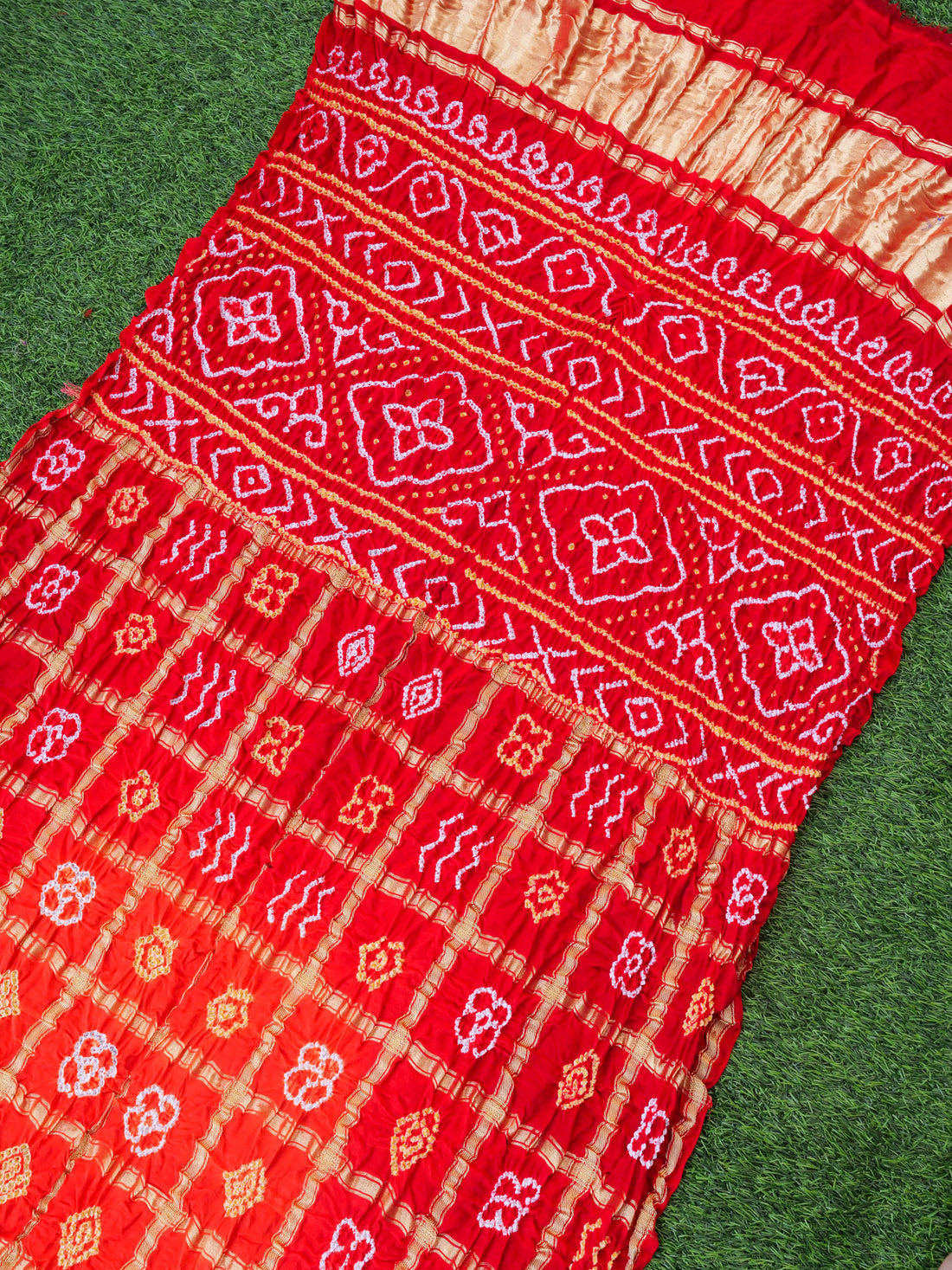 Handwoven Gajji Silk Gharchola Bandhani Saree