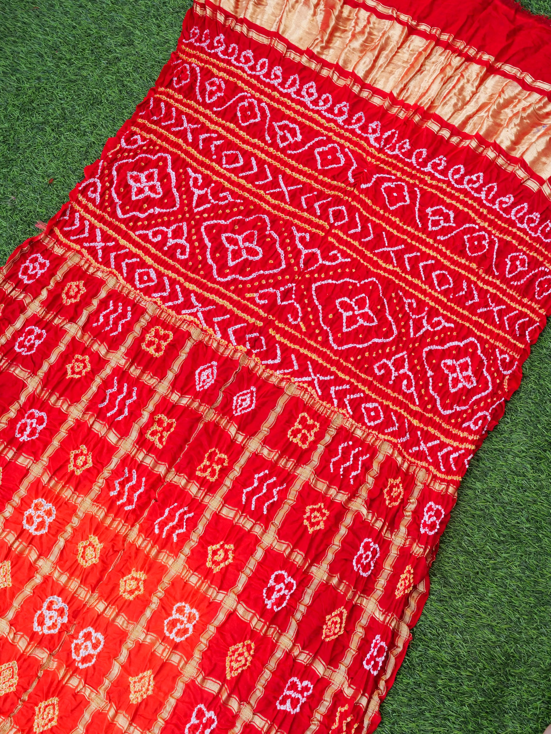 Handwoven Gajji Silk Gharchola Bandhani Saree