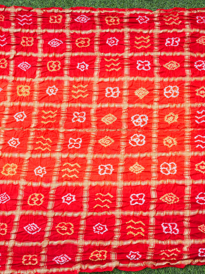 Handwoven Gajji Silk Gharchola Bandhani Saree