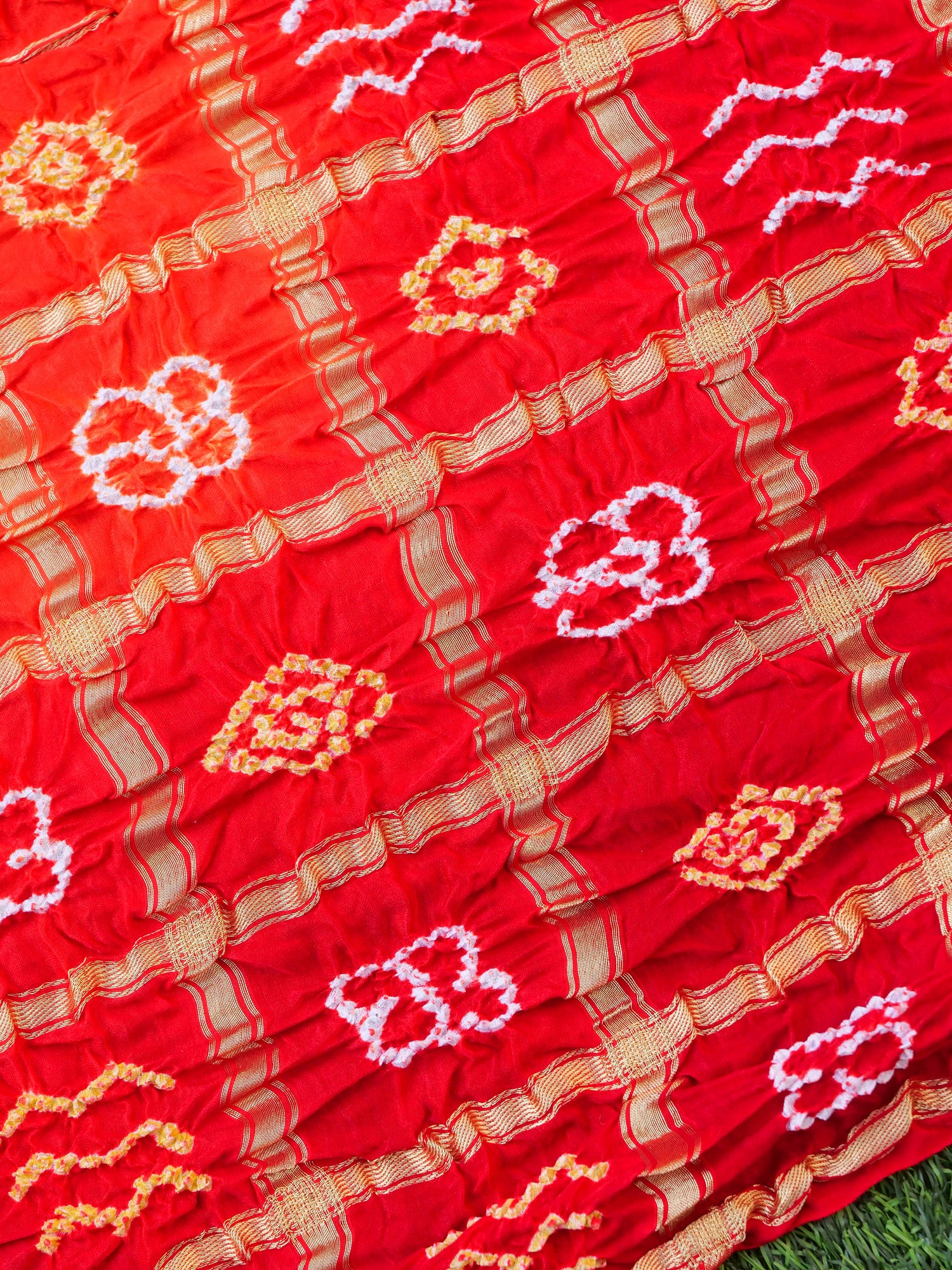 Handwoven Gajji Silk Gharchola Bandhani Saree