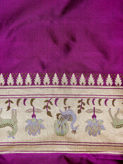 Handloom Banarasi Katan Silk Khinkhab Shikargah Saree