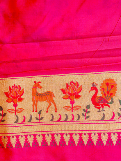 Handloom Banarasi Katan Silk Khinkhab Shikargah Saree