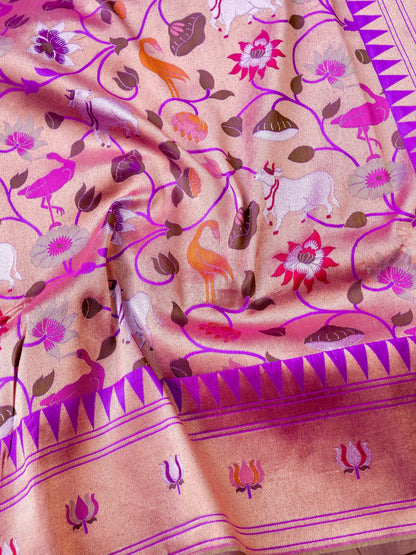 Handloom Banarasi Katan Silk Khinkhab Cow Saree