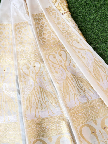 Handloom Banarasi Katan Silk Kalidar Crane Lehenga