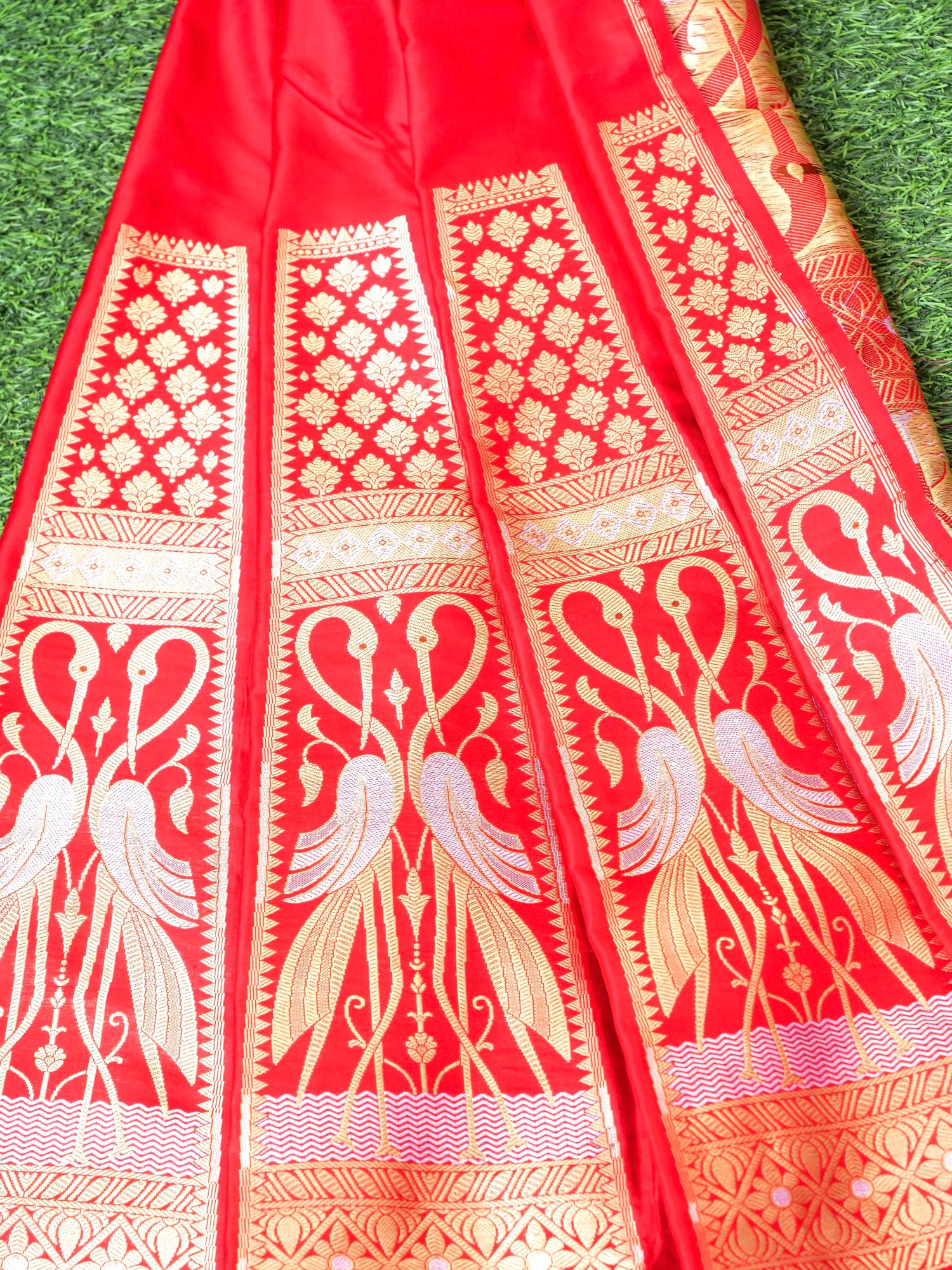 Handloom Banarasi Katan Silk Kalidar Crane Lehenga