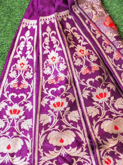 Handloom Banarasi Katan Silk Kalidar Lehenga