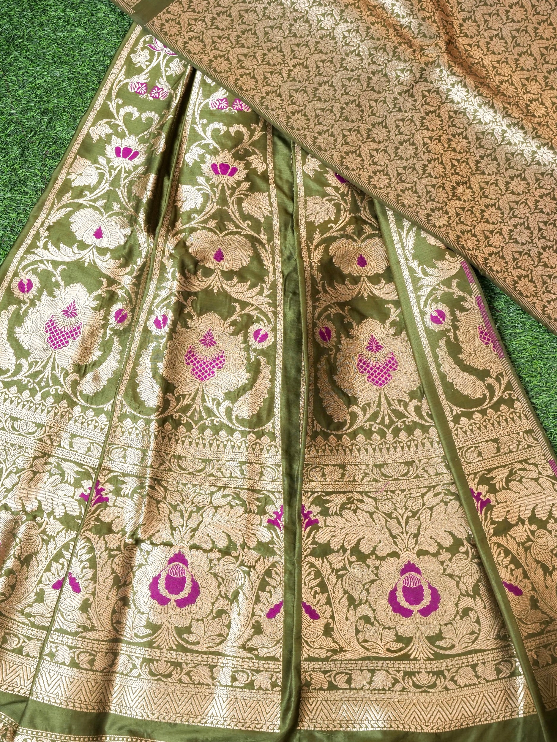 Handloom Banarasi Katan Silk Kalidar Lehenga