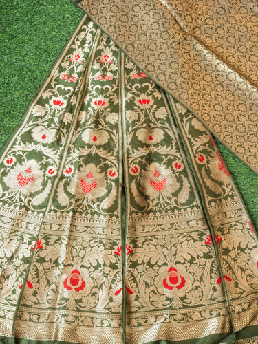 Handloom Banarasi Katan Silk Kalidar Manjari Lehenga