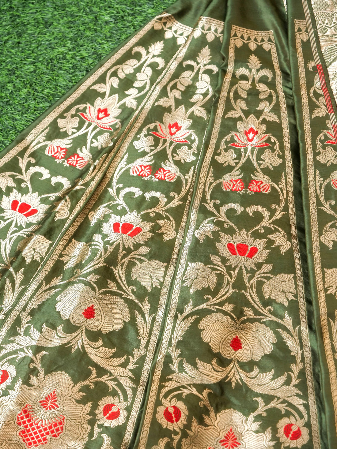 Handloom Banarasi Katan Silk Kalidar Manjari Lehenga