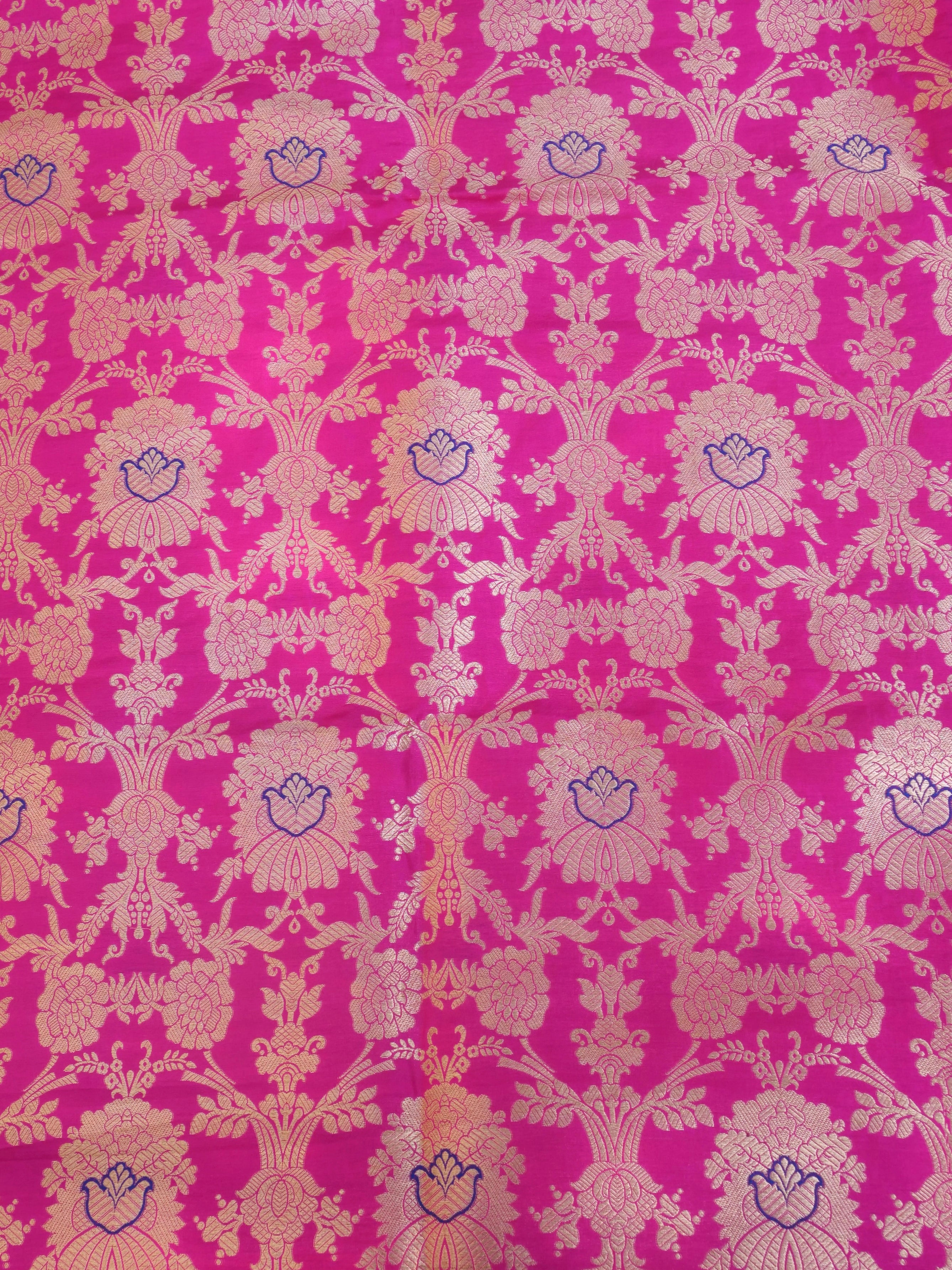 Pink Pure Brocade Banarasi Mehraab Boota Fabric