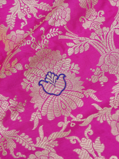 Pink Pure Brocade Banarasi Mehraab Boota Fabric